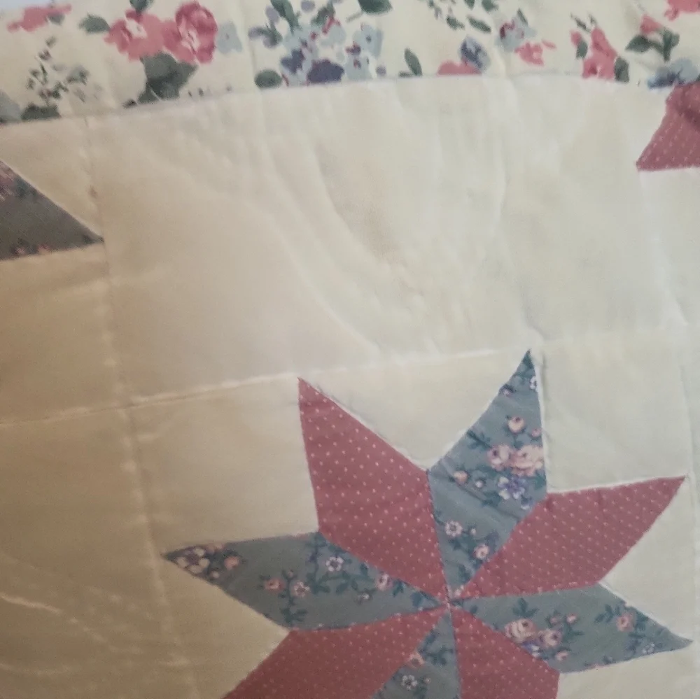 Quilt Farmhouse Star Peony Floral Pillow